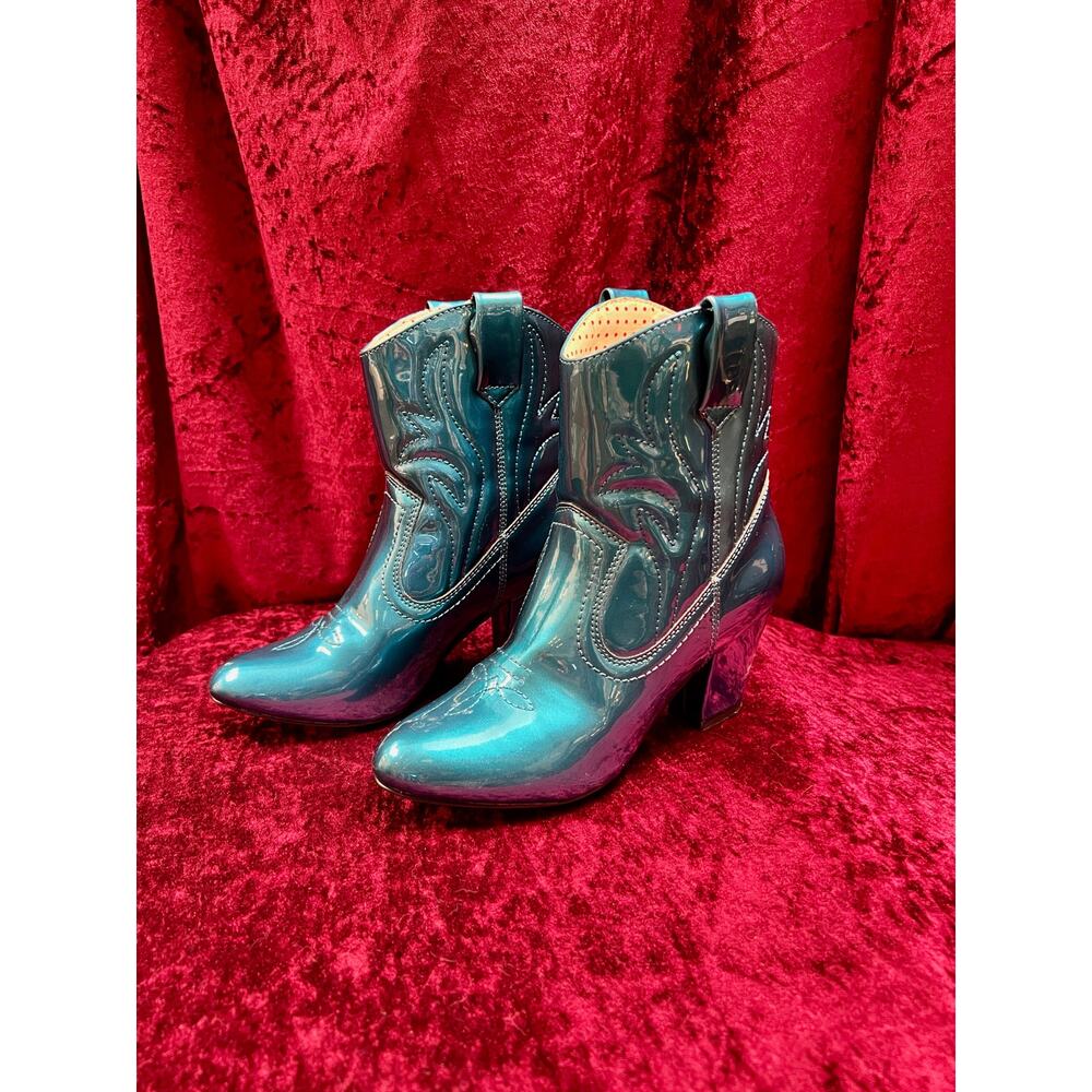 But Another Innocent Tale (BAIT) Heeled Cowboy Boots - Electric Blue - Size 5